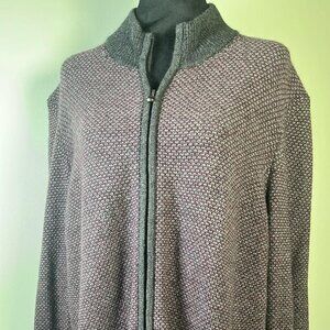 Jos A Bank Reserve Cardigan Mens XL Purple-Gray Full Zip Elbow Patch Hipster Dad